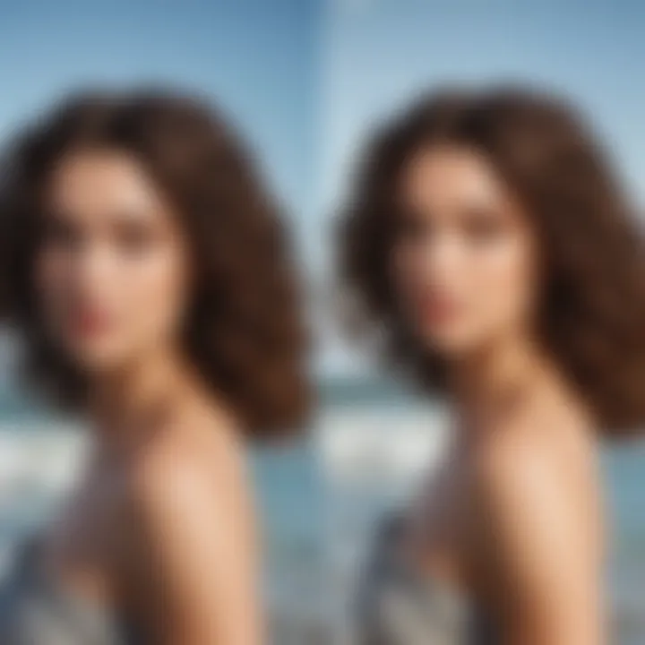 Before and after comparison of hair styled with beach waves using the Bed Head Waver
