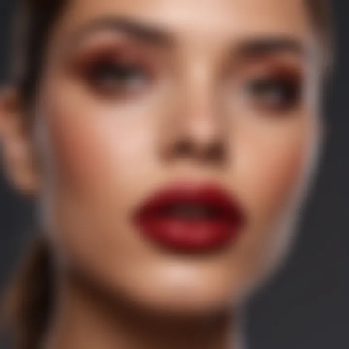 Woman with deep skin tone showcasing bold lip color options