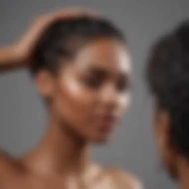 African American woman applying moisturizing hair mask