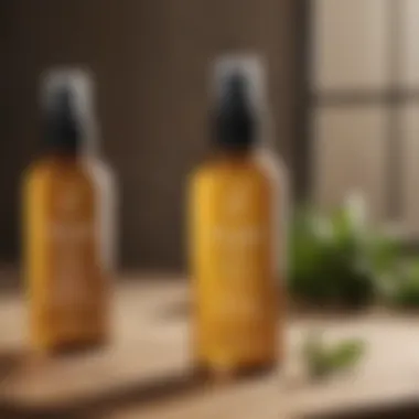 A selection of eco-friendly body oil spray options displayed with sustainable packaging.