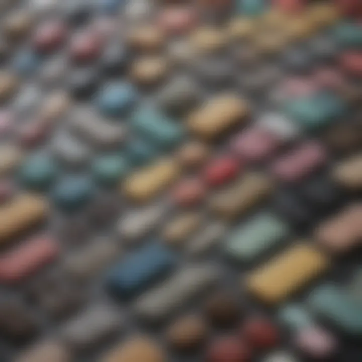Different grits of nail files arranged for comparison
