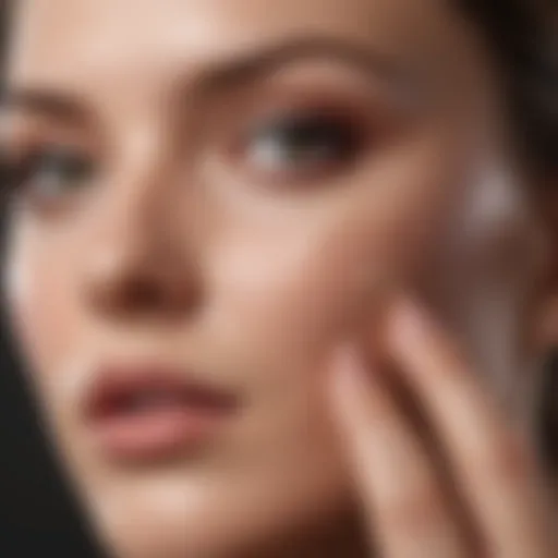 Close-up of a hand applying foundation on combination skin