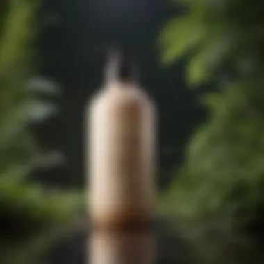 Luxurious conditioner pouring from a bottle with a backdrop of lush greenery
