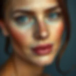 Close-up of a beautifully applied foundation on aging skin