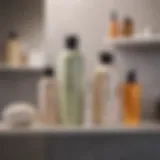 Elegant display of Ouia haircare products on a minimalist shelf