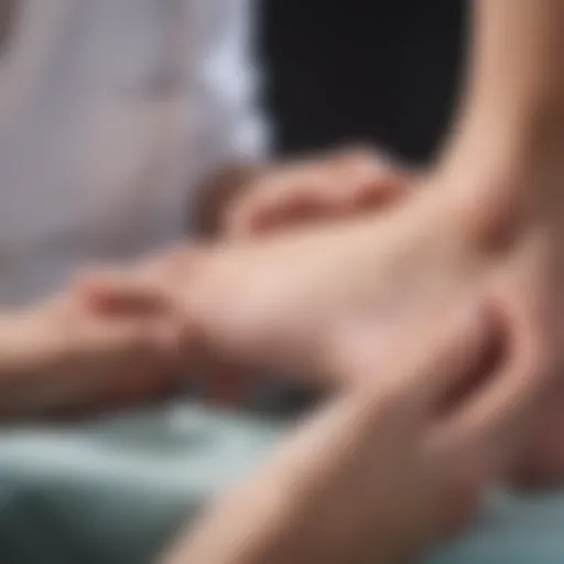 Professional Podiatrist examining patient's foot