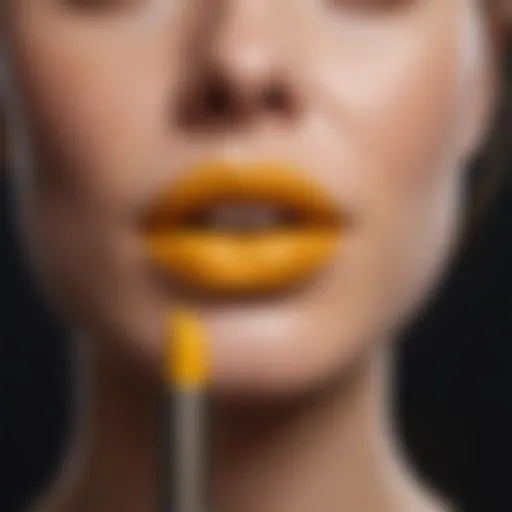 Artistic rendering of a vibrant yellow undertone lipstick