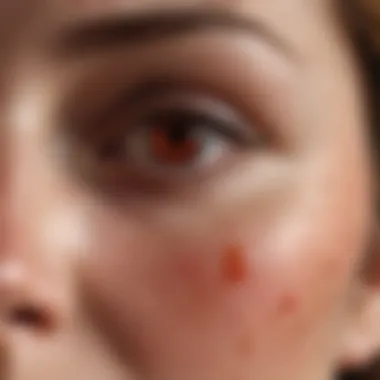 Close-up View of Red Spot on Face Illustration showing red spot on face close-up