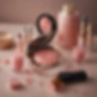 An elegant display of blush compacts and brushes on a table