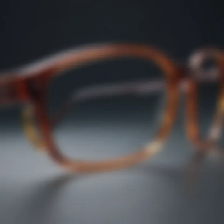 A close-up view of various materials used in eyewear construction