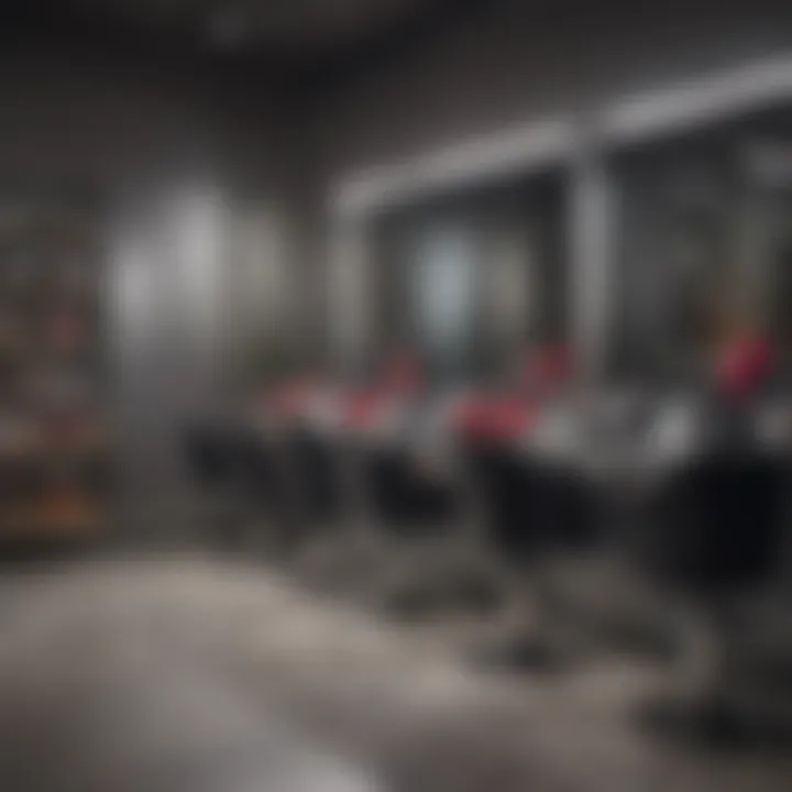 Stylish salon setting with multiple hair dryers on display