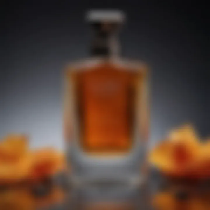 Sensual amber and musk scented cologne bottle