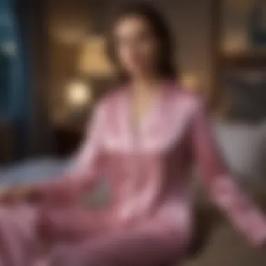 Silk night pajamas in a serene moonlit setting