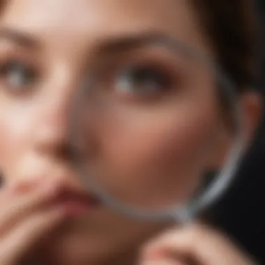 Dermatologist examining skin under magnifying glass