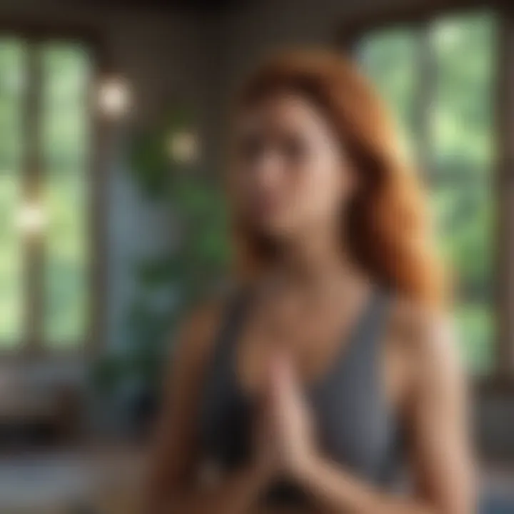 Serene woman practicing yoga in a tranquil setting.