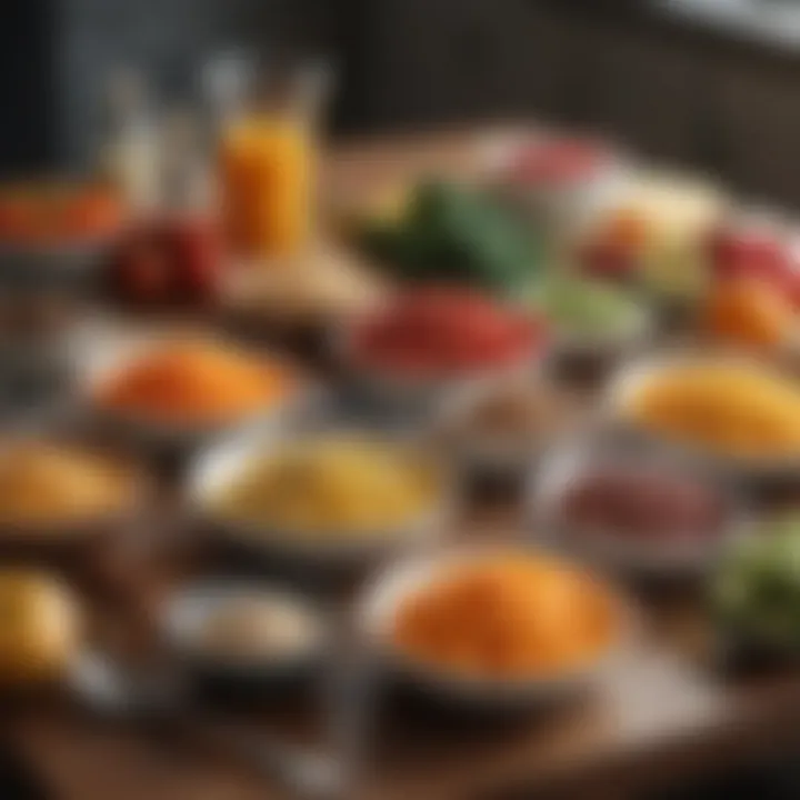Colorful array of nutrient-rich foods on a kitchen table.