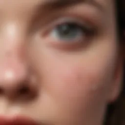 Close-up view of skin showing deep pimples