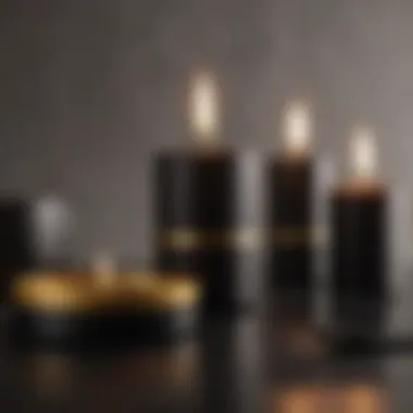 Minimalistic Black and Gold Candle Set