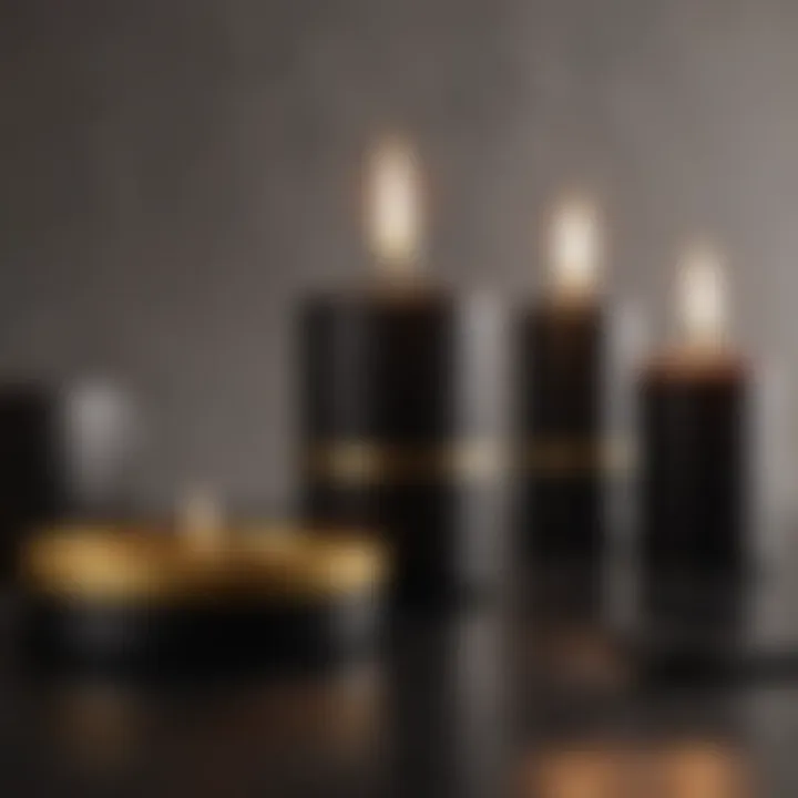 Minimalistic Black and Gold Candle Set