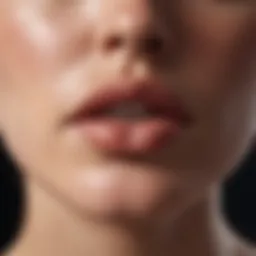 Close-up of sunburned lips with peeling skin