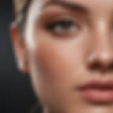 Flawless Foundation Application with Synthetic Brush Close-up of a synthetic brush applying foundation smoothly
