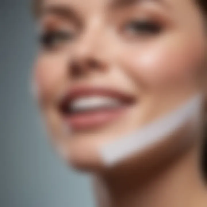 Detailed depiction of the application technique for whitening strips