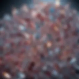 Close-up view of Swarovski hair crystals reflecting light