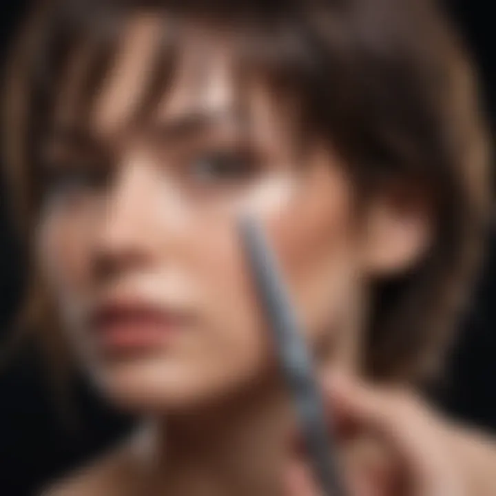 Close-up of scissors in action on wet hair