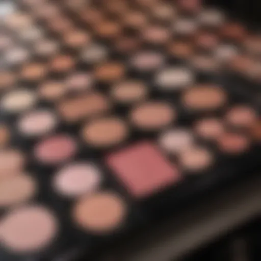 A palette of blush shades on a vanity