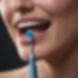 Electric toothbrush highlighting gentle bristle design.