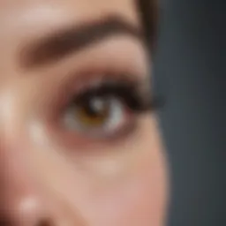 A close-up of a mascara brush displaying its unique bristle design for enhanced lash volume.