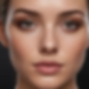 Close-up of powder foundation application technique