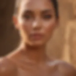 Luxurious bronzed skin glowing under sunlight
