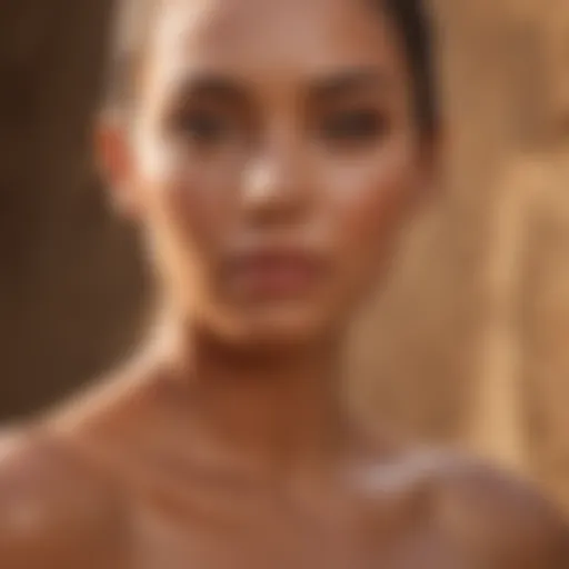 Luxurious bronzed skin glowing under sunlight