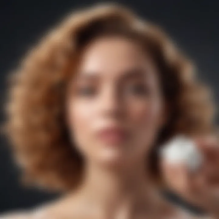 Close-up of a woman applying curl cream to fine hair