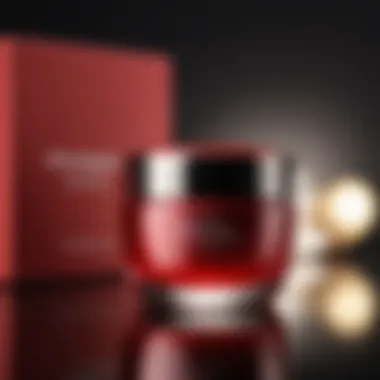 Elegant display of red packaging in beauty routine