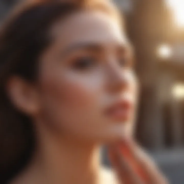 A person applying sunscreen in a sunny environment