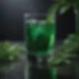 A vibrant green glass of chlorophyll drink showcasing its rich color
