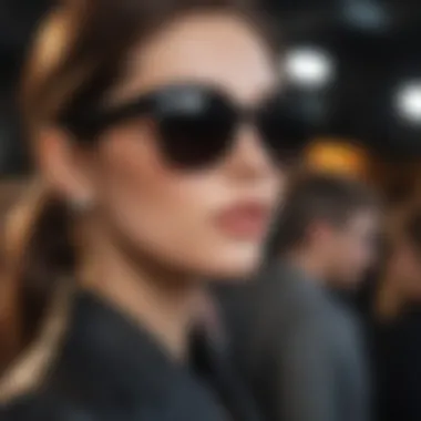 Elegant woman wearing black sunglasses at a luxurious event