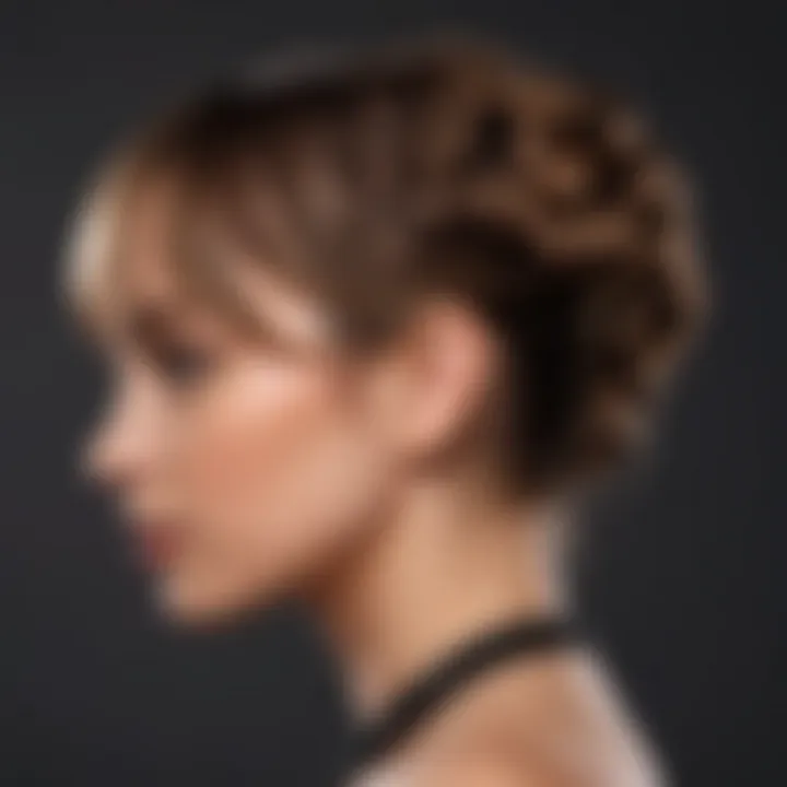 Sleek and sophisticated twisted fringe hair extensions in a chic updo