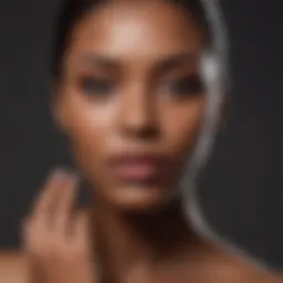 Dark skin woman choosing foundation shade