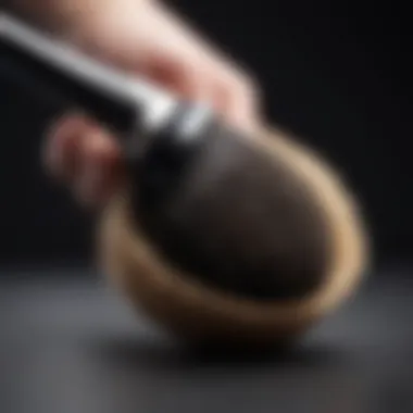 Brush bristles being gently cleaned with a brush egg