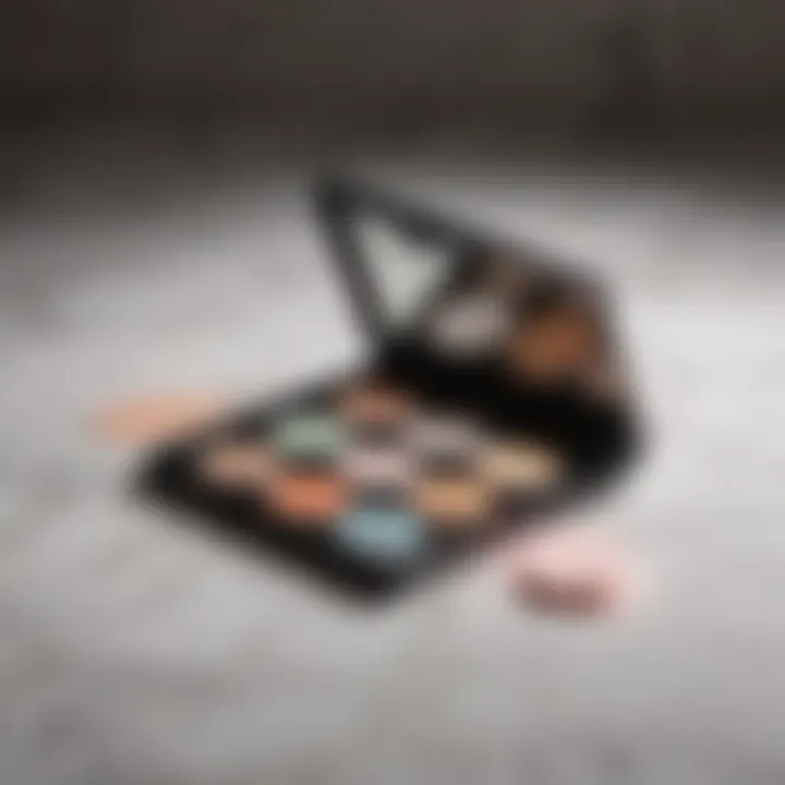 Elegant color corrector palette on marble surface