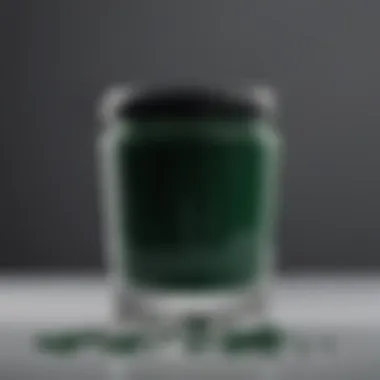 Dark green hair dye in a luxurious glass jar