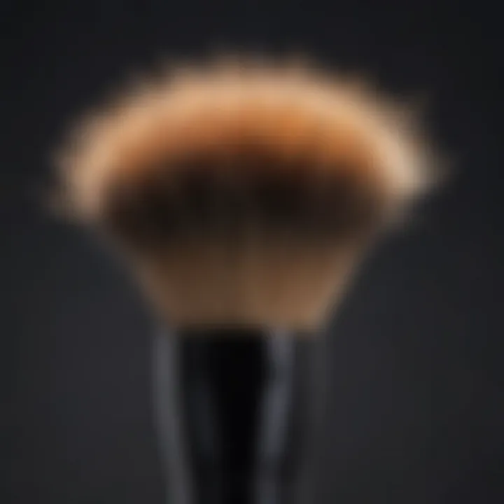 Close-up of short handle makeup brush bristles for precision application