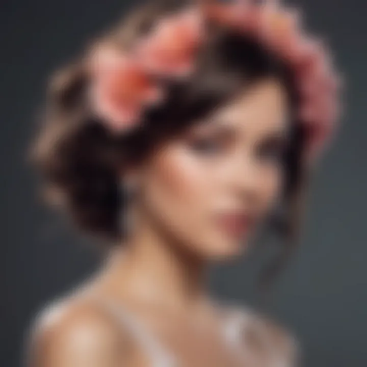 Elegant hair styling with floral accents