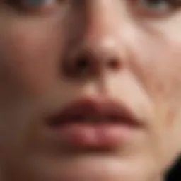 Close-up of facial herpes lesions on the skin