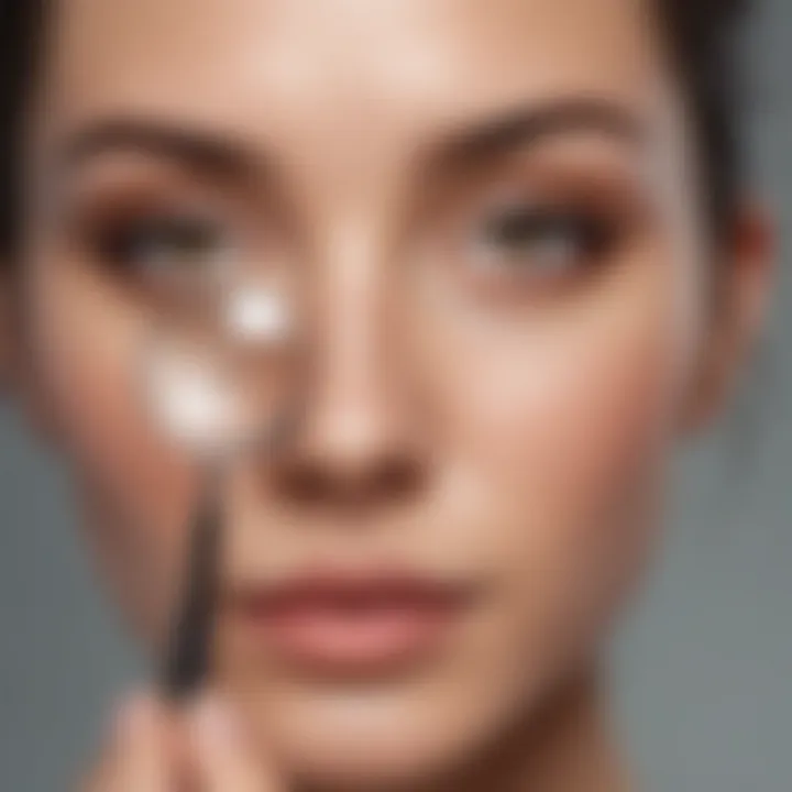 Person analyzing skin type with a magnifying glass