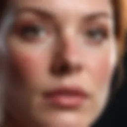 Close-up of rosacea-affected skin showing redness and irritation