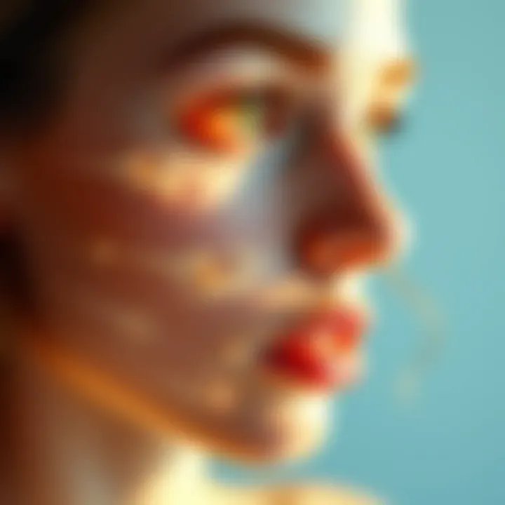 Illustration depicting environmental factors affecting skin health like sun and pollution